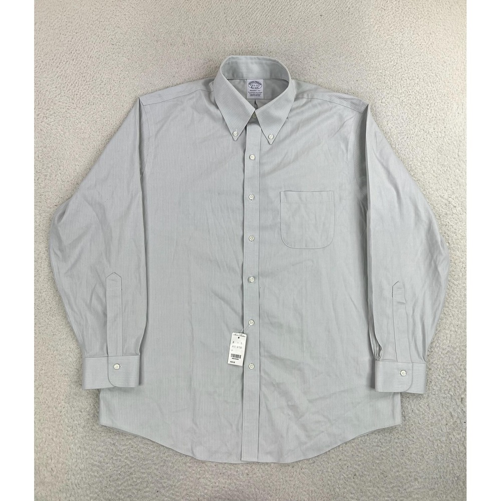 Brooks Brothers Regent Dress Shirt Mens 16.5 33 Gray Pinstripe Non Iron Stretch